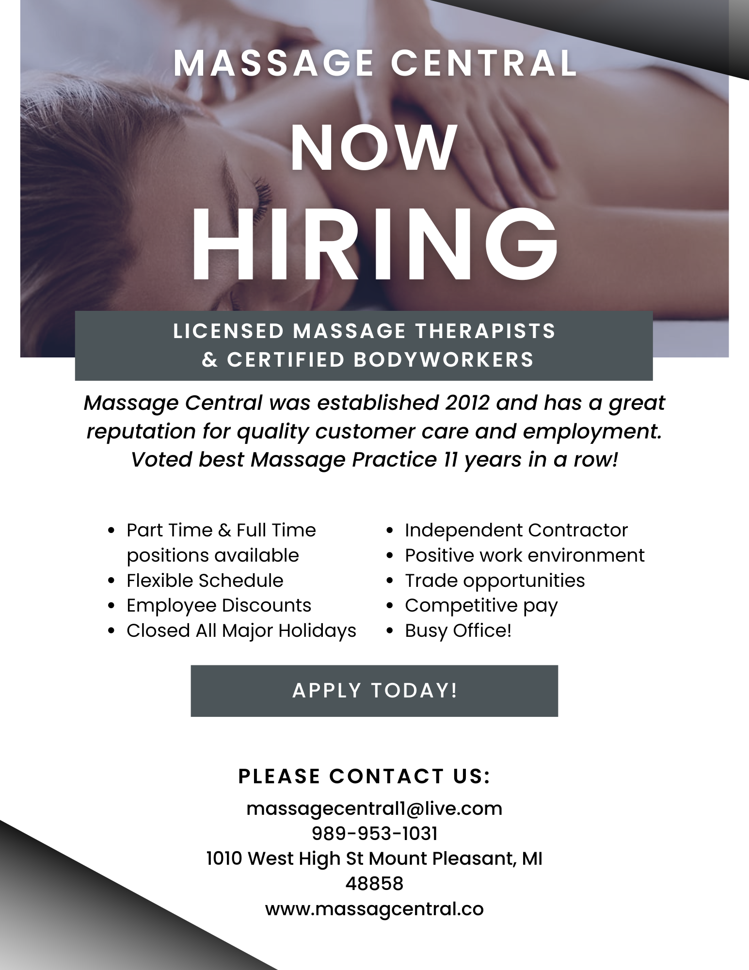 Curated visual reference: Gallery Detail: Licensed Massage Therapist At Massage Central Naturopathic Institute Of Therapies